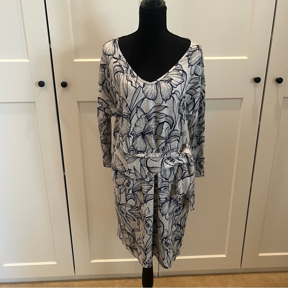 Tommy Bahama Floral Long Faux Wrap Dress Tropical Vacation Casual Size M